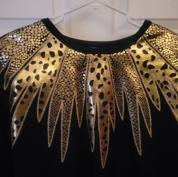 1980s " Flashdance" Leopard Decorative Black Sweatshirt - Picture 7 of 9